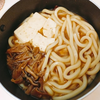 崩し豆腐ときのこのあつあつうどん♪